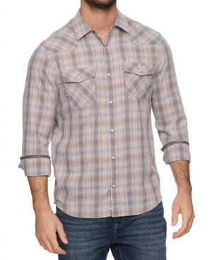 NEW FLAGS & ANTHEM mick vintage western shirt in blue